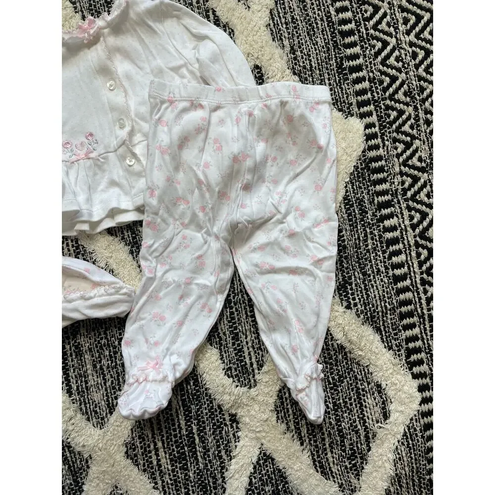 Little me Hat, Cardigan, and pants baby girl outfit 6mo Sweet Dainty